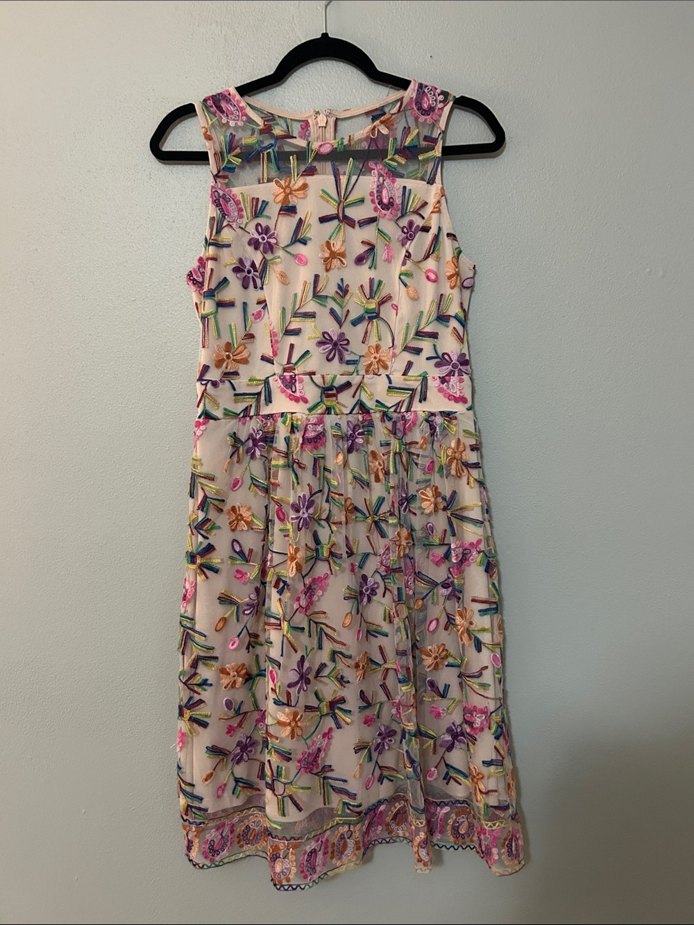Alexia Admor Floral Embroidered Cottagecore Midi Dress Size Small
